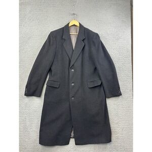 Teller Cashmere Coat Overcoat Mens Large Black Vintage Button Up